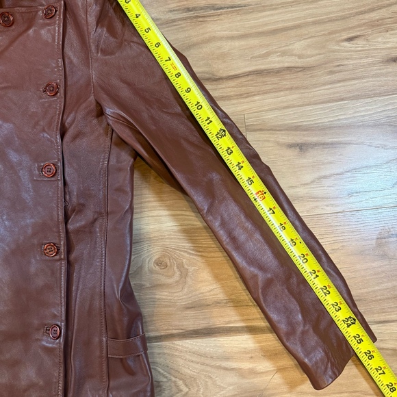 Women’s Leathercult Custom Brown Leather Double Breasted Jacket Sz M - Picture 7 of 11